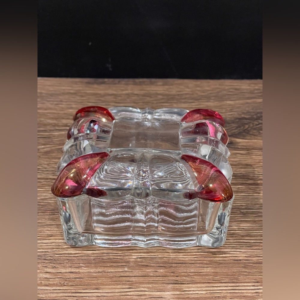 Ruby red flash trinket dish with lid – EUC - Vintage